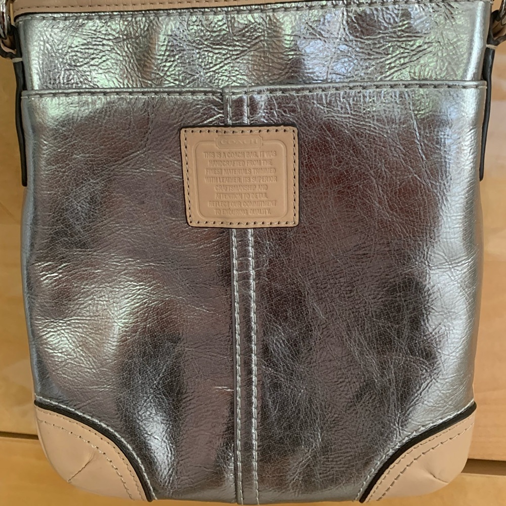 Coach silver leather crossbody bag